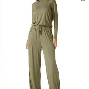 Army Green long-sleeve loose fit jumpsuit/romper